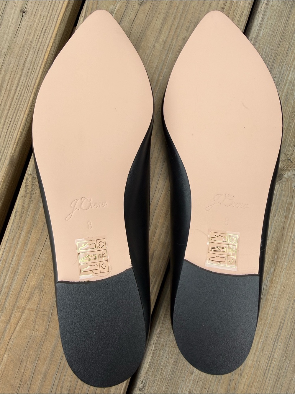 J.Crew Gemma Leather Ballet Flats Black Pointed Toe NWB Size 8 AQ723 - Picture 5 of 6